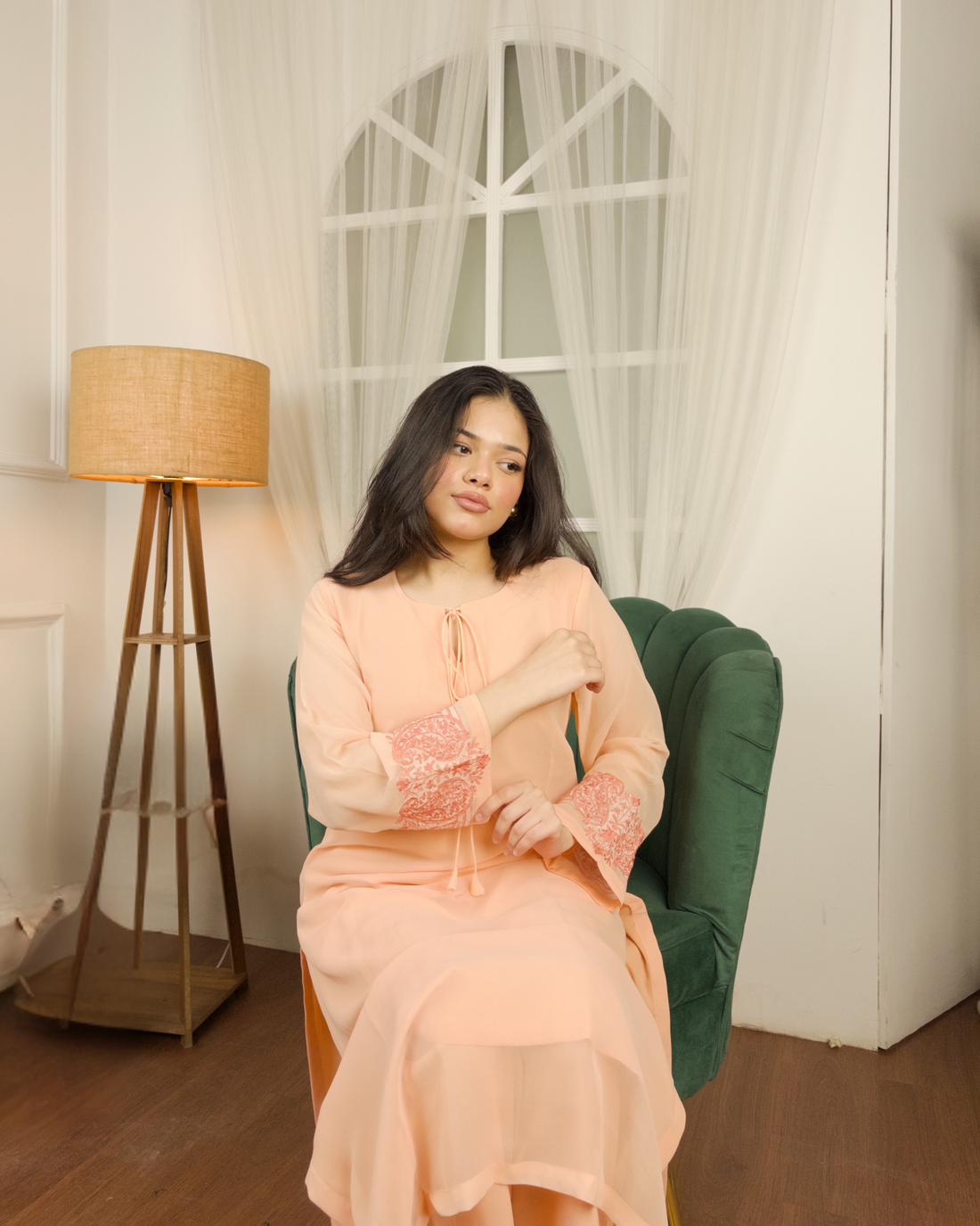 Poise – Peach Relaxed-Fit Long Kurta Set