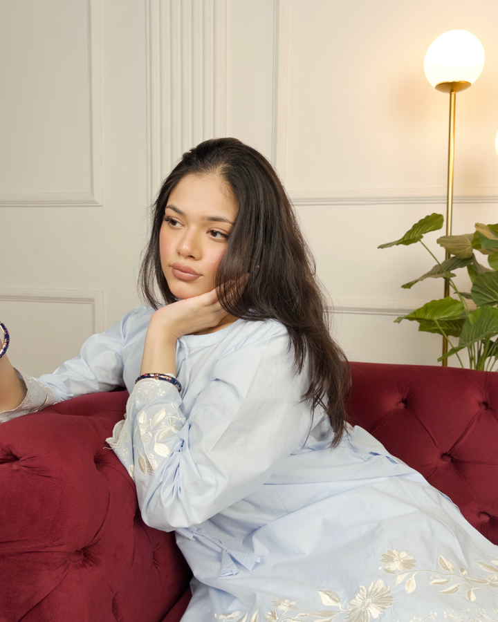 Skylight – Ice Blue Relaxed-Fit Kurta Set