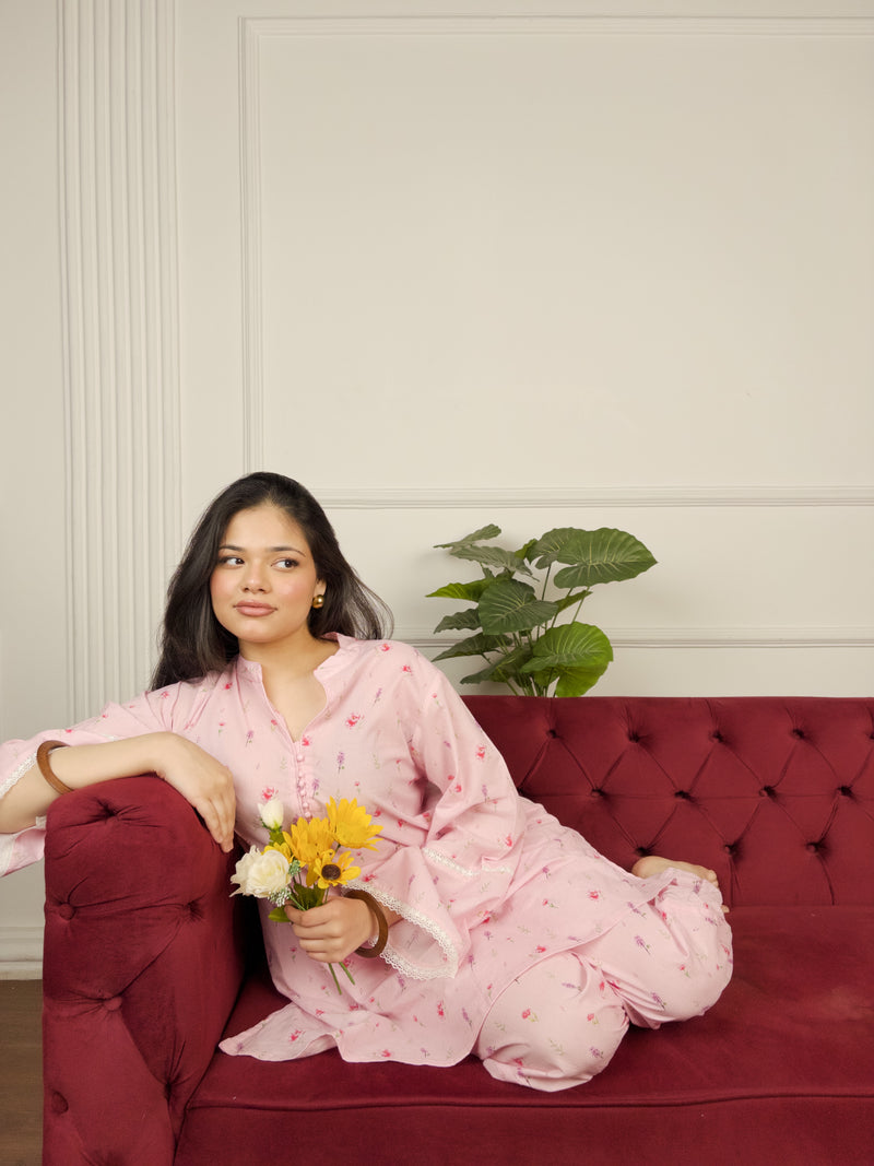 Bloom – Pink Relaxed-Fit Kurta Set